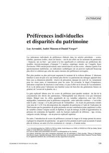 Préférences individuelles et disparités du patrimoine - article ; n°1 ; vol.374, pg 129-157