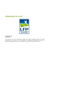 Luzenac en Ligue 2 - Communiqué de la LFP