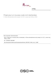 Projet pour un nouveau code civil néerlandais - article ; n°1 ; vol.8, pg 39-52