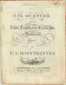 Partition flûte, 6 Quatuor Pour la flûte Traversiere, Violon, Alto, et Violoncelle