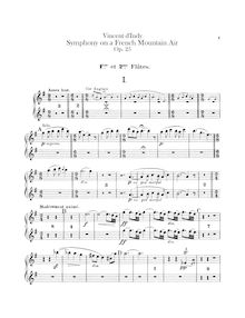 Partition flûte 1/2, 3 (doubles Piccolo), Symphonie sur un Chant Montagnard Français, Op.25