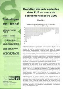 Evolution des prix agricoles dans l UE au cours du deuxième trimestre 2002