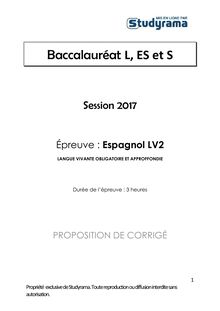 Corrigé Bac L, ES et S 2017 - LV2 Espagnol