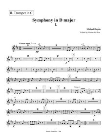 Partition trompette 2 (C), Symphony No.32, MH 420, D major, Haydn, Michael