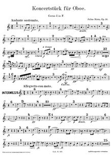 Partition cor 1, 2 (en F), Konzertstück für hautbois, Rietz, Julius