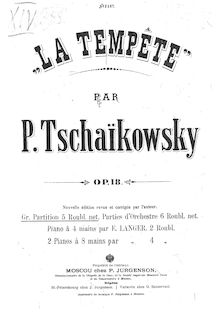 Partition complète, pour Tempest, Буря, F minor, Tchaikovsky, Pyotr