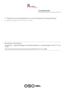 Aspects psychologiques du commandement (leadership) - compte-rendu ; n°2 ; vol.57, pg 517-524