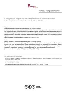 L intégration régionale en Afrique noire : État des travaux - article ; n°5 ; vol.22, pg 1074-1110