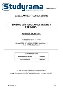 Sujet Bac STI2D LV1 Espagnol 2014