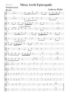 Partition Clarino 1/2, Missa Archi Episcopalis à 19, Hofer, Andreas