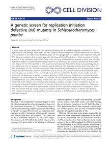 A genetic screen for replication initiation defective (rid) mutants in Schizosaccharomyces pombe