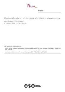 Reinhart Koselleck, Le futur passé. Contribution à la sémantique des temps historiques  ; n°1 ; vol.63, pg 87-89