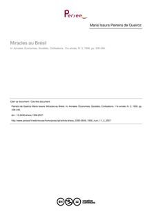 Miracles au Brésil - article ; n°3 ; vol.11, pg 336-346