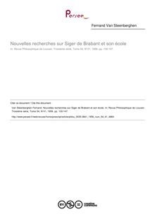 Nouvelles recherches sur Siger de Brabant et son école - article ; n°41 ; vol.54, pg 130-147