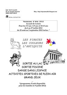 Programme de l accueil de loisirs - juillet 2012