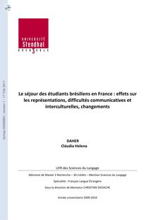 Le séjour des étudiants brésiliens en France effets sur les représentations difficultés communicatives et