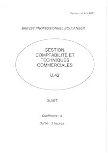Gestion - Comptabilité et techniques commerciales 2007 BP - Boulanger