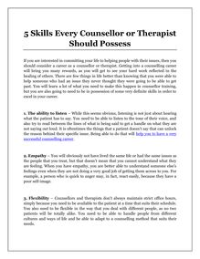 5 Skills Every Counsellor or Therapist Should Possess