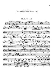 Partition clarinettes 1, 2, basse clarinette (en A), pour Noon Witch
