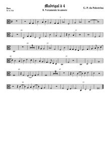 Partition viole de basse, alto clef, Madrigali a Quattro Voci, Palestrina, Giovanni Pierluigi da