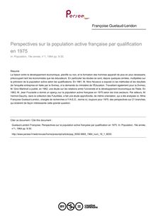 Perspectives sur la population active française par qualification en 1975 - article ; n°1 ; vol.19, pg 9-30