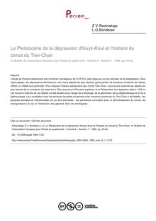 Le Pleistocène de la dépression d Issyk-Koul et l histoire du climat du Tien-Chan - article ; n°1 ; vol.6, pg 43-62