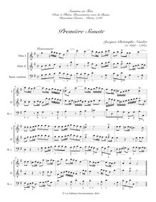 Partition complète, Sonates en trio pour 2 flûtes traversières avec la basse