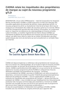 CADNA relaie les inquiétudes des propriétaires de marque au sujet du nouveau programme gTLD