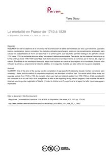 La mortalité en France de 1740 à 1829 - article ; n°1 ; vol.30, pg 123-142