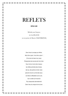 Partition front page, Reflets, Op.128, Mélodie pour soprano et piano
