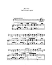 Partition complète (F Major: haut voix et piano), La mort de la cigale