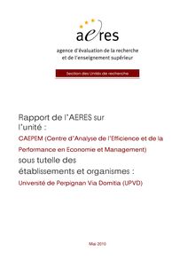 CAEPEM (Centre d Analyse de l Efficience  et de la Performance en ...