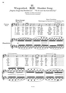 Partition No.3 - Wiegenlied, 6 chansons, Cornelius, Peter