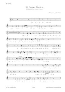 Partition Canto, Cantate Domino à , Canto, Alto, ténor e Basso, Cima, Giovanni Andrea