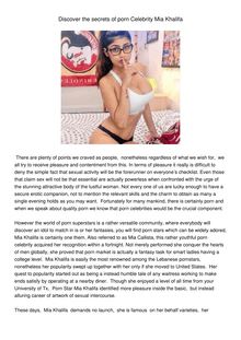 Discover the secrets of porn Celebrity Mia Khalifa