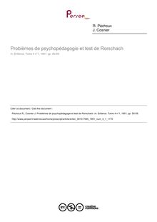 Problèmes de psychopédagogie et test de Rorschach - article ; n°1 ; vol.4, pg 50-59