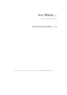 Partition complète, Ave Maria, Peixoto de Pinho, Nuno