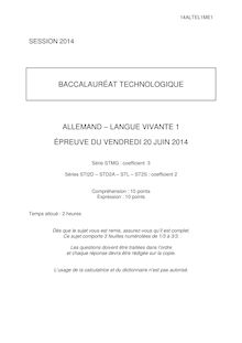 Sujet LV1 Allemand - Séries Technologiques - Bac 2014