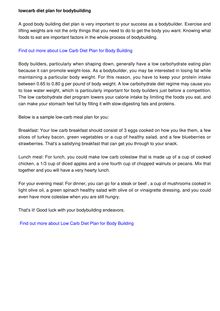 Body Building Diet Regime - The Low Carbohydrate Diet Plan