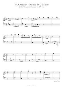 Partition Rondo en C major, K.15s, pour London Sketchbook, Various