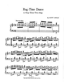 Partition complète, pour Ragtime danse, A Stop-Time Two Step, B♭ major