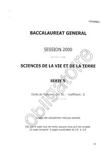 Sciences de la vie et de la terre (SVT) 2000 Scientifique Baccalauréat général