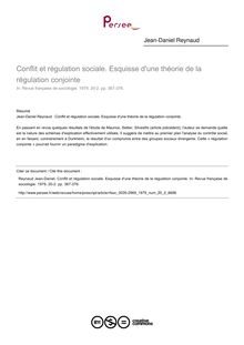 Conflit et régulation sociale. Esquisse d une théorie de la régulation conjointe - article ; n°2 ; vol.20, pg 367-376