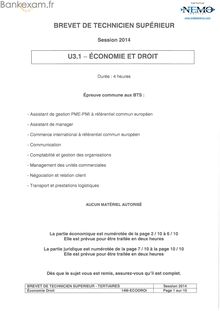 BTS sujet 2014 - Economie Droit