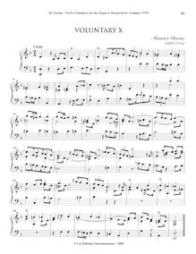 Partition , Voluntary en D minor, Twelve Voluntarys pour pour orgue ou clavecin par Maurice Greene