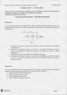 Réseaux électriques et électrotechniques 2006 Génie Electrique et Systèmes de Commande Université de Technologie de Belfort Montbéliard