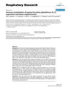 Immune sensitization of equine bronchus: glutathione, IL-1β expression and tissue responsiveness