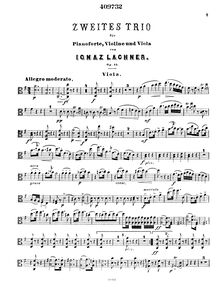 Partition viole de gambe, Piano Trio No.2, G major, Lachner, Ignaz