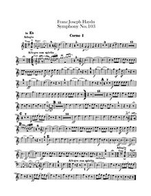Partition cor 1, 2 (en E♭, C), Symphony No.103, Drum Roll, E♭ Major