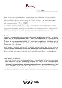 Les référentiels normatifs de l action publique en France et en Grande-Bretagne : les transports ferroviaires dans le contexte communautaire (1965-1995) - article ; n°1 ; vol.15, pg 97-116